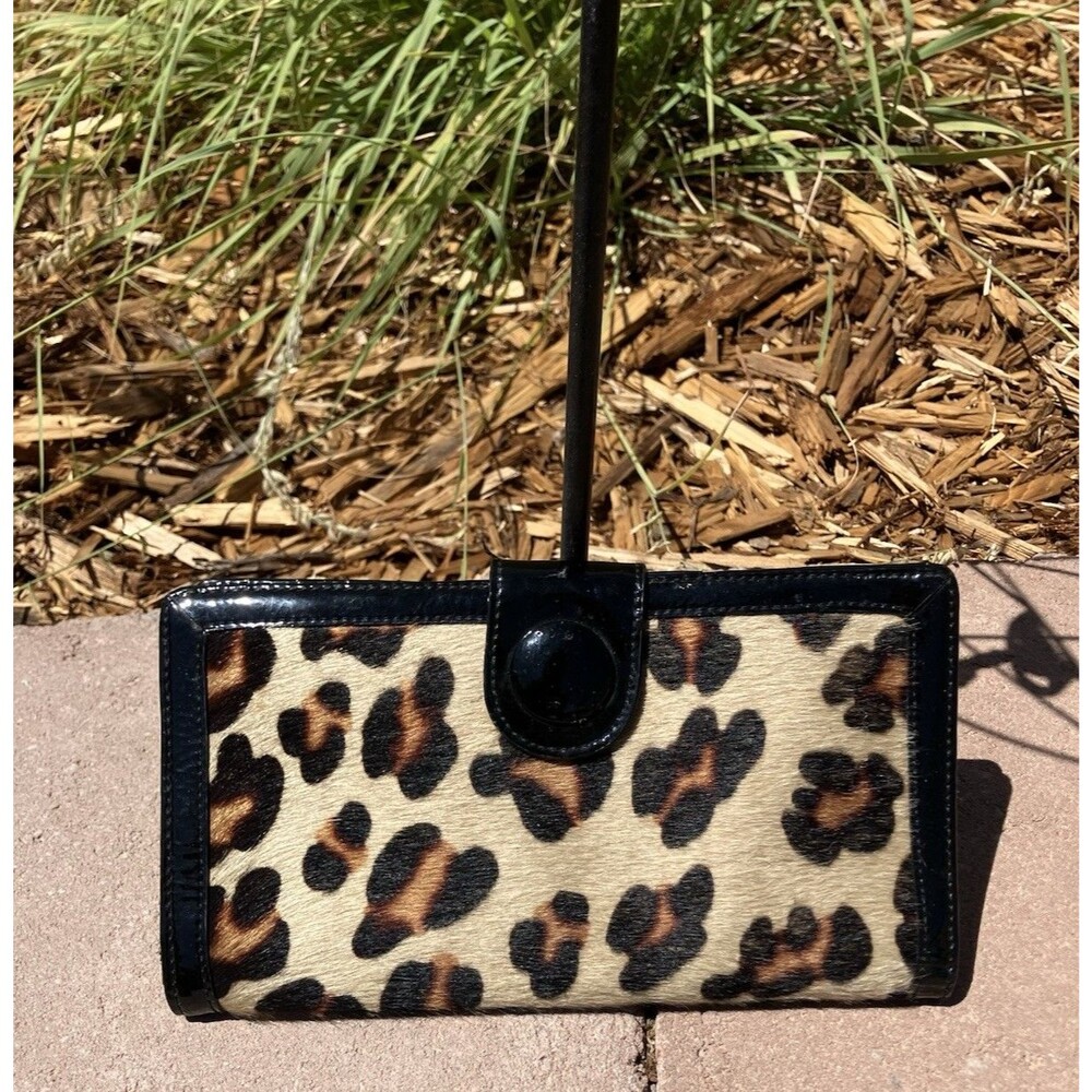 Genuine Leather Leopard Print Travel Wallet Passport Ticket Organizer 8.5”